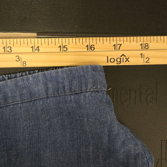 Chambray Cottagecore Boho Country Button-Down Denim Maxi Skirt Ruffle Hem L - Picture 8 of 11